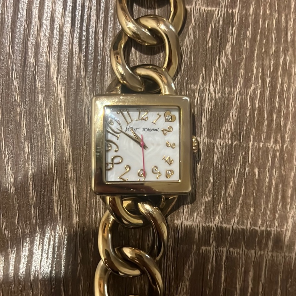 Betsey Johnson gold watch. Needs new battery.